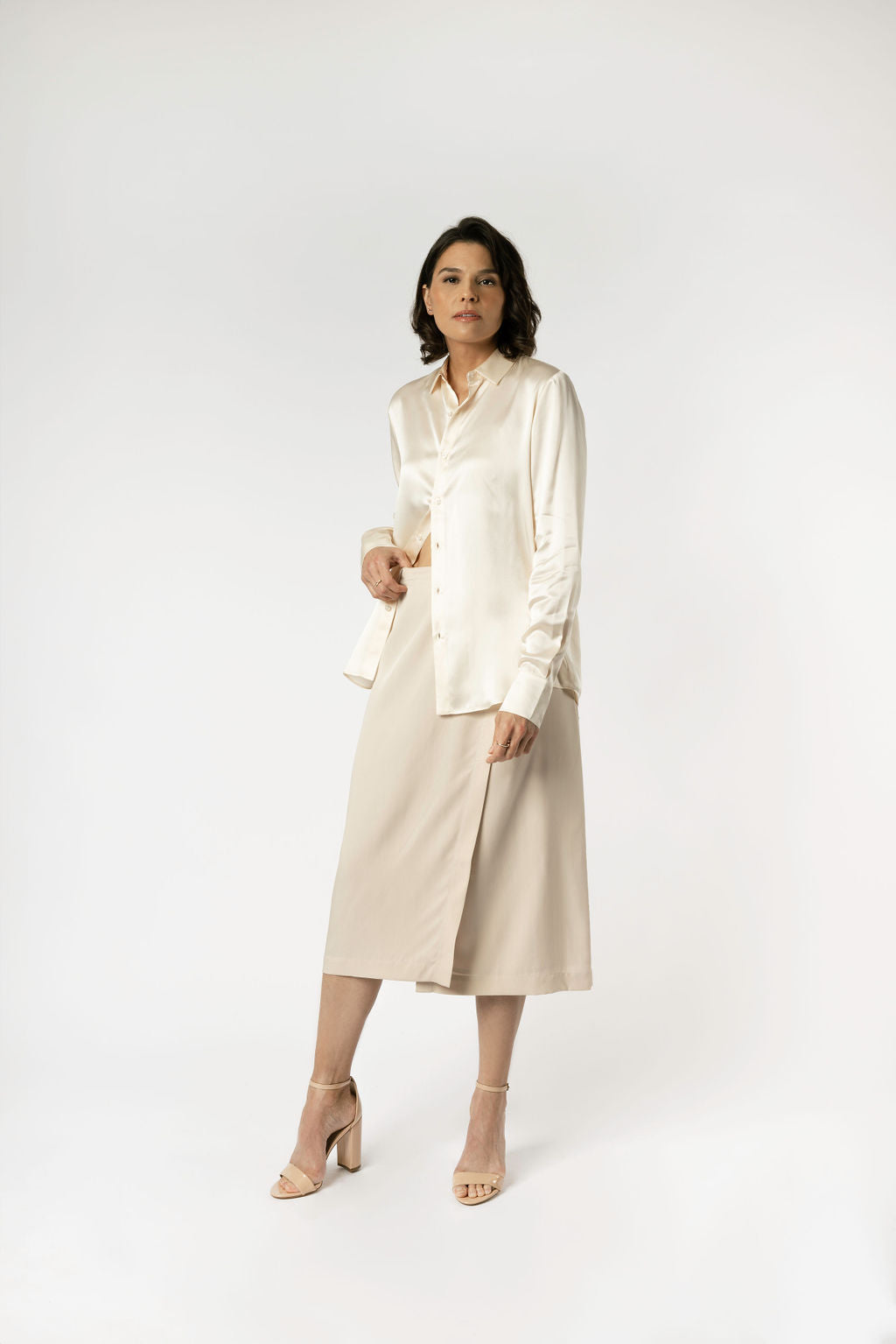 Minimalist Capsule Wardrobe for Work Cream Skirt