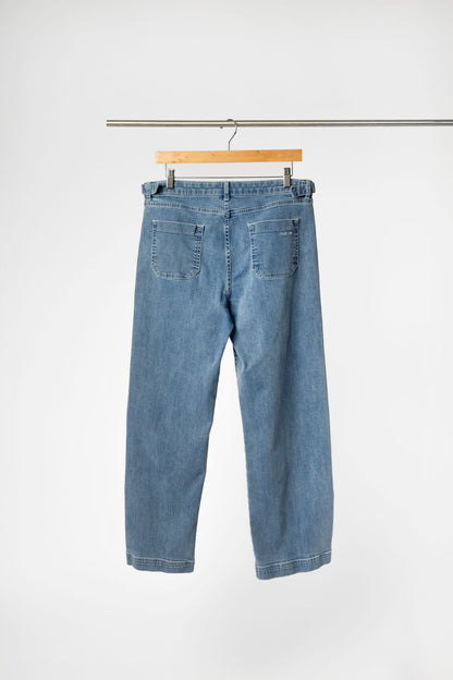 Minimalist Capsule Wardrobe High Waisted, Relax Fit, Wide Leg Jeans on Hanger Back