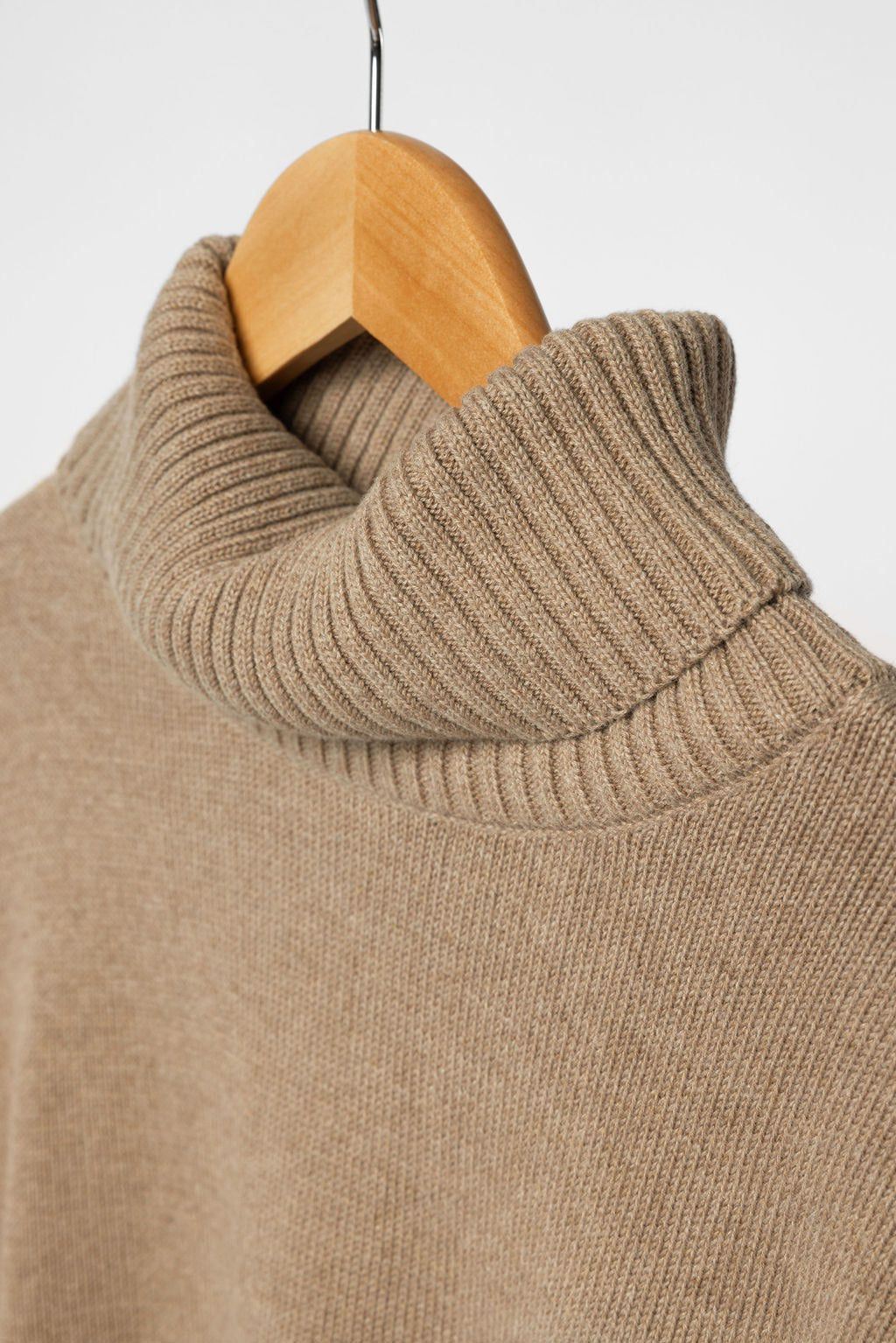 Minimalist Capsule Wardrobe 100% Organic Cotton Cozy Brown Cowl Neck Sweater