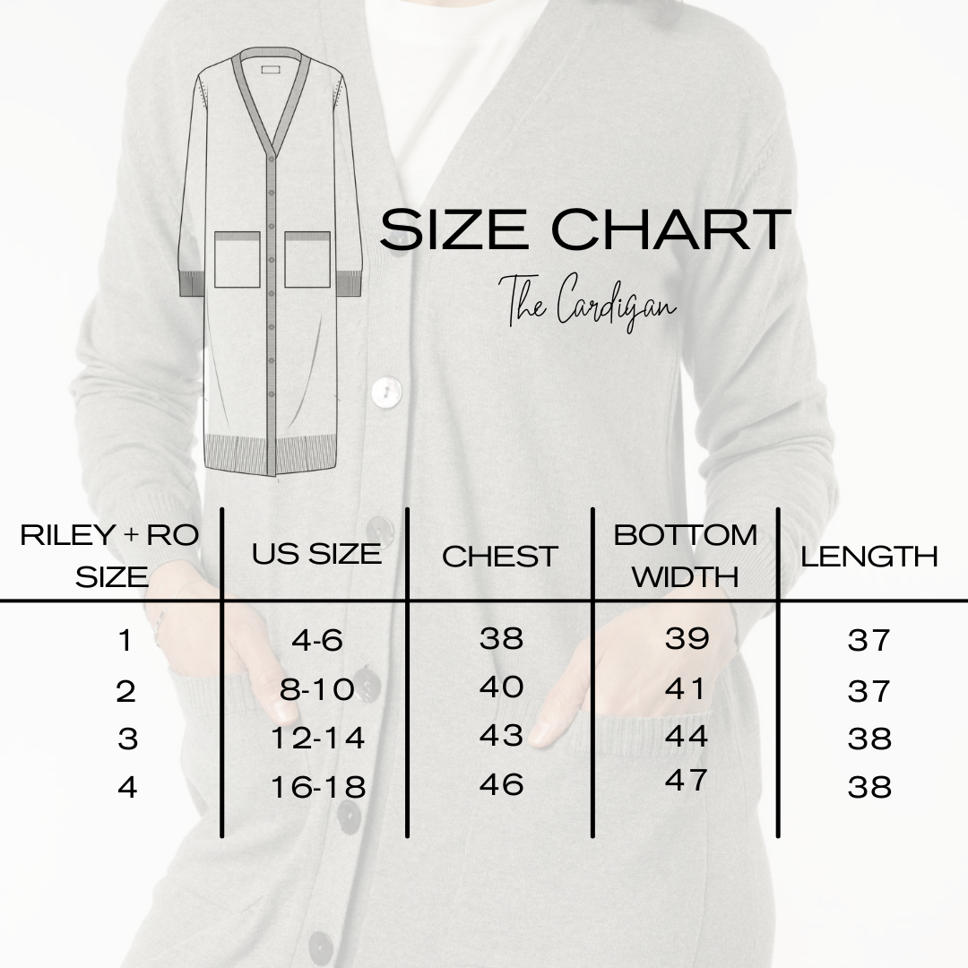 Minimalist Capsule Wardrobe 100% Organic Cotton Gray Cardigan Sweater Dress Size Chart