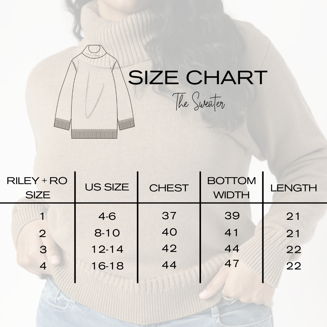 Minimalist Capsule Wardrobe 100% Organic Cotton Cozy Brown Cowl Neck Sweater Size Chart
