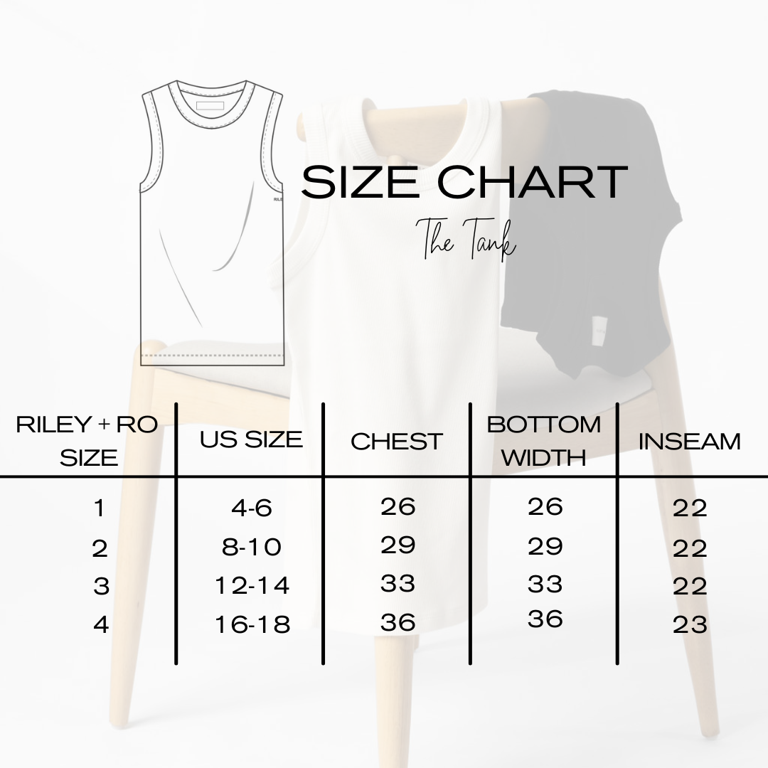 Minimalist Capsule Wardrobe 100% Organic Cotton Basic Tank Size Chart 
