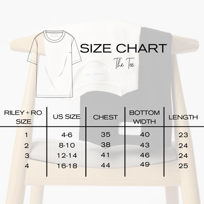 Minimalist Capsule Wardrobe 100% Organic Cotton Basic Tee Size Chart 