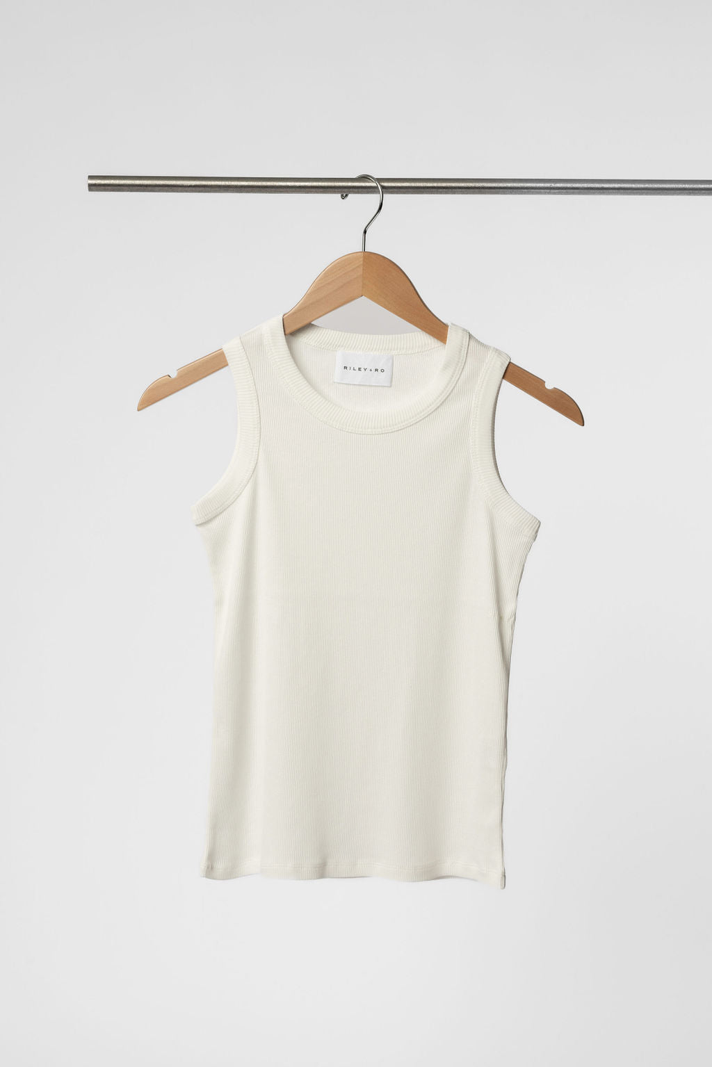 Minimalist Capsule Wardrobe 100% Organic Cotton Basic White Tank on Hanger