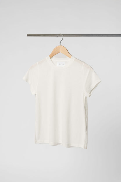 Minimalist Capsule Wardrobe 100% Organic Cotton Basic White Tee on Hanger